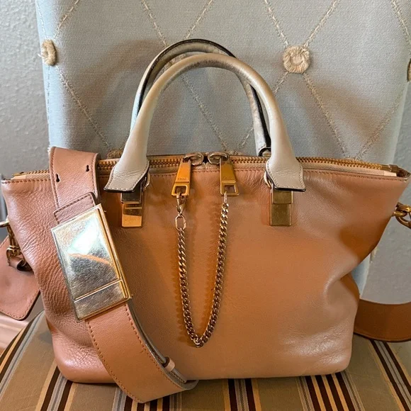Chloe Baylee 2Way Satchel 🌟Stunning🌟 Bi-Color Leather Removable Adjustable Strap - Picture 1 of 16
